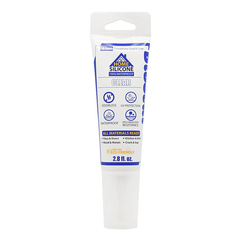 Clear Home BioSeal 100% Silicone Sealant Caulk Home, Waterproof and No Odor 2.8oz Tube- Clear...