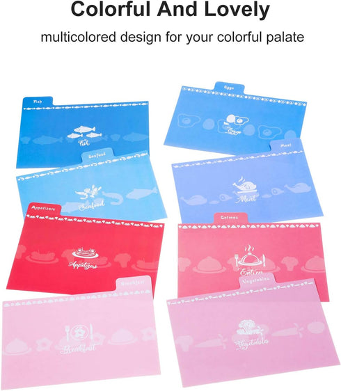 Outus 36 Pieces Recipe Card Dividers Tabs Include 24 Labelled and 12 Blank Tabs 60 Adhesive Labels Fit 4 x 6 Inch Cards for Recipe Box Organize (B...