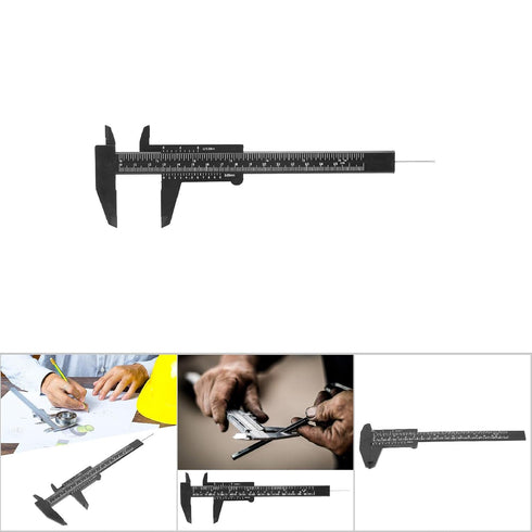 Plastic Vernier Caliper with Double Sided Scale High Accuracy 0.05mm Resolution 150mm for Eyebrow Stencil Makeup Student School Office Home(Black)...