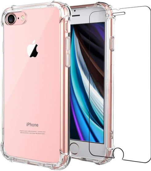 iPhone SE 2nd 2020 New/iPhone SE 3 2022, iPhone 8, iPhone 7 Case, Screen Protector Slim Shock Absorption Reinforced Corner Soft TPU Silicone Clear...