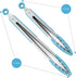 Set of 2 Kitchen Tongs, Premium Stainless Steel Locking 9-Inch & 12-Inch Silicone Grilling Barbeque Cooking Food Tong, Blue...