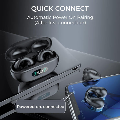 Wireless Ear Clip Bone Conduction Earbuds, Bluetooth 5.3, Up to 18 Hours Playtime, 350mAh Battery, Lightweight, Wireless Bluetooth Earbuds for Cyc...