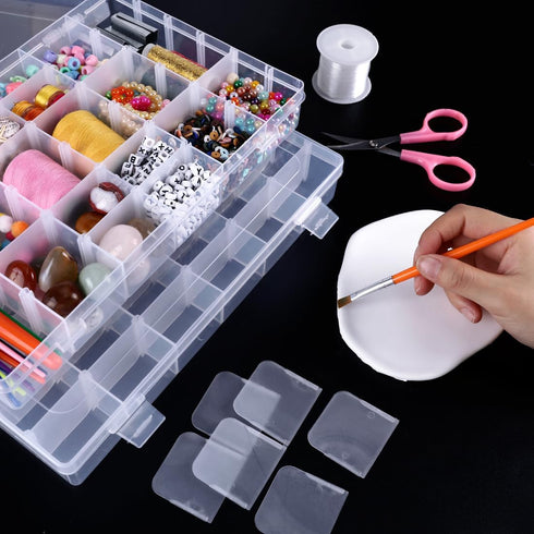 ZANZANYUHANG 36 Grids Clear Plastic Organizer Box, Craft Organizers and Storage, Bead Organizer with Adjustable Dividers, Jewelry Organizers and S...
