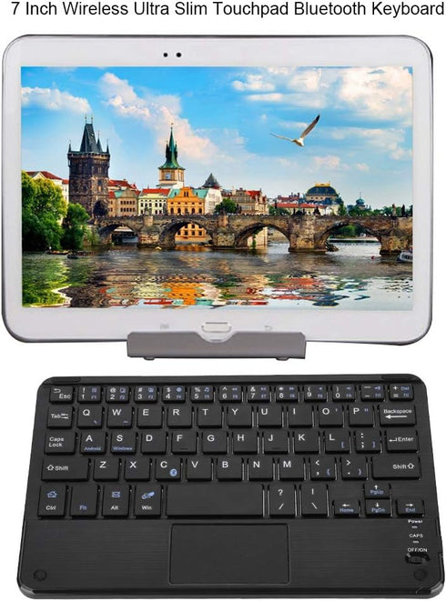 Yoidesu 7 Inch Wireless Keyboard with Touchpad, Mini Bluetooth Touchpad Keyboard, Ultra-Slim Keypad for Tablets, Smartphones, Laptops, Desktop, Co...