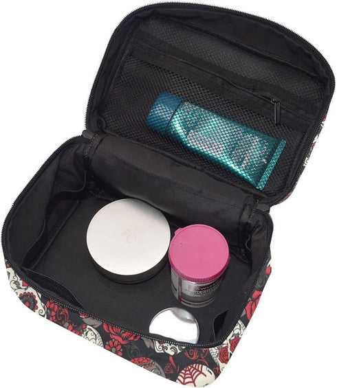 Travel Cosmetic Bag Toiletry Makeup Bag Pouch Case Organizer Storage for Women, Color Sugar Skull...