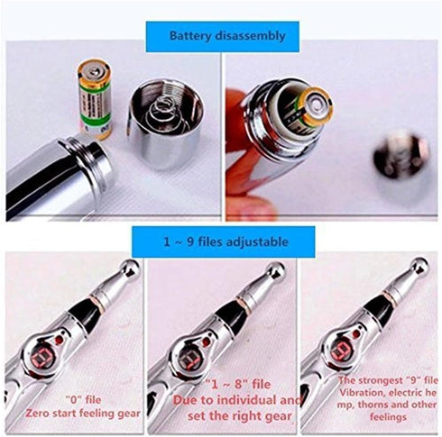 Electronic Meridian Acupuncture Pen - Acupressure Meridian Energy Massage Pen with Multiple Treatment Tips...