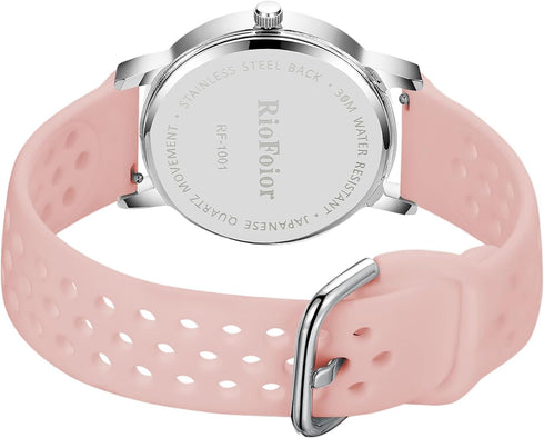 Nurse Watch for Nurse,Nursing Student,Medical Professionals,Doctors,with Pulsometer,Second Hand and 24 Hour,Soft Breathable Pink Silicone Band.Eas...