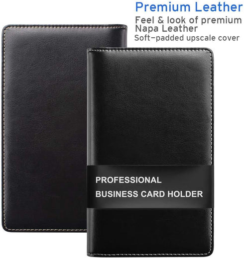 Sooez Leather Professional Business Card Book Holder Organizer, 240 Card Capacity PU Name Card Credit Cards Booklet (Purple)...