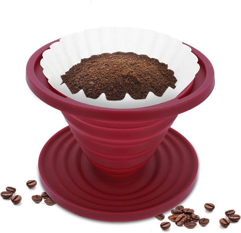 Prasacco Pour Over Coffee Maker Collapsible Pour Over Coffee Dripper Portable Camping Coffee Maker Reusable Silicone Pour Over Coffee Filter for B...