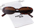 ADE WU Retro Oval Sunglasses 90s Vintage Narrow Small Tiny Oval Sun Glasses Black Tortoiseshell Frame...