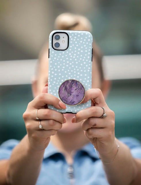 Grips by CRYSTALFY Authentic Natural Abalone Sea Shell Mother of Pearl Gemstone Coin Expandible Collapsible Mobile Phone Grip Stand Holder for Sma...