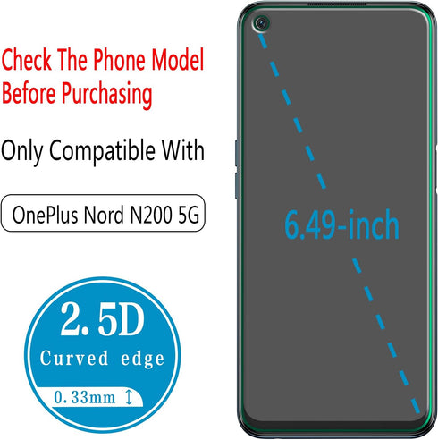 HPTech (2 Pack) Screen Protector for OnePlus Nord N200 5G Tempered Glass, 9H Hardness, Anti Scratch, Bubble Free, Case Friendly...