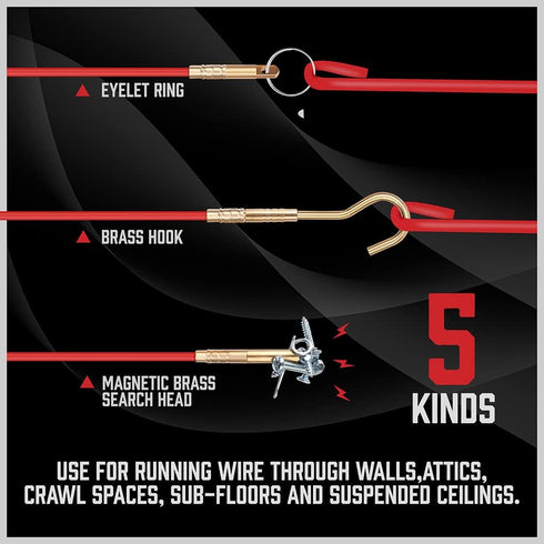 Electrical Fish Cable Wire Puller: 22.5 FT Fiberglass Wire Running Kit - Electrical Cable Pulling Fish Tape Kit - Wire Pulling Glow Rods Cable Sna...