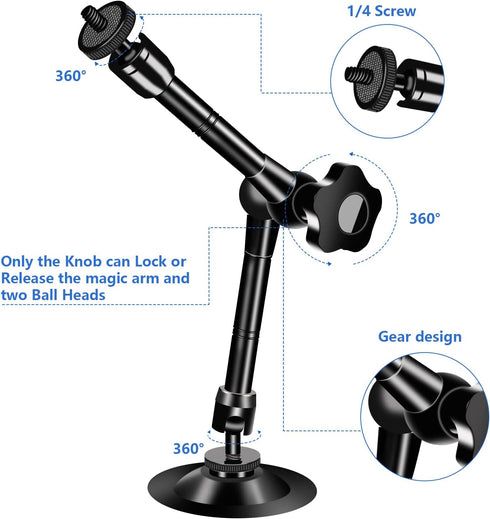 Phone Wall Mount Holder Bracket Magic Arm and Clamp, Compatible with 3.5-6.7'' iPhone/Samsung Galaxy/Nexus/HTC/LG Most Mobile Cell Phone Smart Pho...