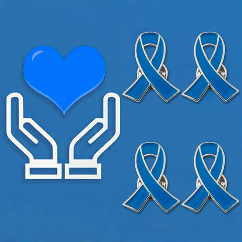 WANDIC 50 Pcs Blue Ribbon Pin, Colon Cancer Prostate Cancer Awareness Ribbons Lapel Pins Hope Brooch Enamel Jewelry Badges for Man or Women...