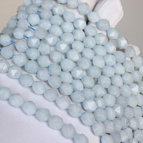 Best Sellers Natural Stone Beads Faceted Polygon Aquamarine Crystal Energy Stone Healing Power for Jewelry Making(8mm)...