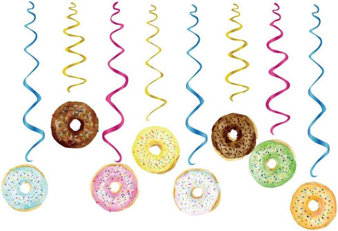 CC HOME 15Pack Donut Cake Hanging Swirls Doughnut Dessert Ceiling Streamer Birthday Party Decorations Donut Themed Party Favors for Holiday Baby S...