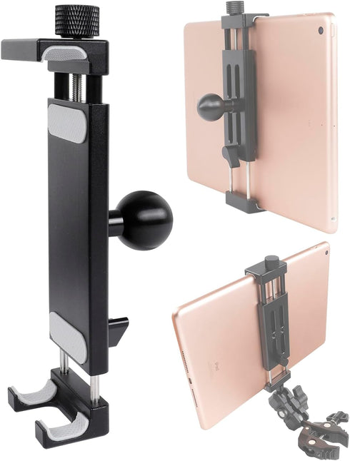 Aluminum Alloy Tablet Holder with 1" Ball Head-360 Rotatable Tablet Mount for iPad and Other Devices from 4.7"-12.9", Compatible with RAM Mounts a...