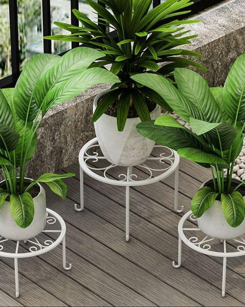 1 Pack Metal potted plant stand, rust-proof iron flower pot stand, heavy duty pot stand for indoor patio(White)...