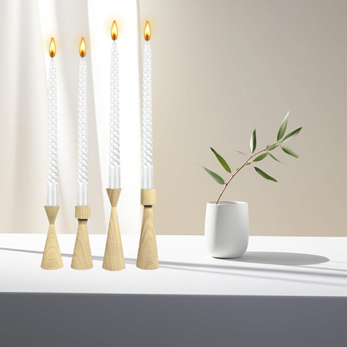 Kemladio 4 pcs 10 inch Taper Candles, Burning Unscented Tapered 7.5 hrs, Fancy Dinner,Tall Candle Sticks, Halloween Party Decorations (4pcs, White...