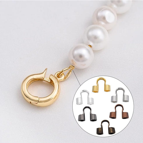 1 Box 600Pcs Wire Guard Loops Guardians Wire Protector Jewelry Brass U Shaped Small Double Holes Thread Wire Protectors for Jewelry Making Necklac...
