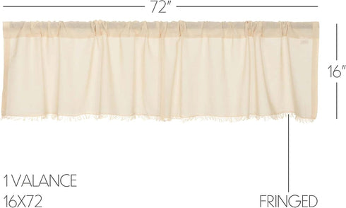 VHC Brands Farmhouse 16"x72" Valance Natural Rod Pocket Kitchen Window Curtain...