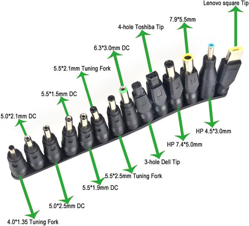 aceyoon 38 PCS Universal Laptop DC Power Adapter Tips 5.5 mm x 2.1 mm DC AC Power Adapter Kits Connector for Thinkpad Power Supply Plug Jack Sets...