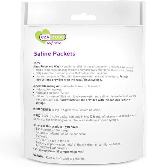 EZY DOSE Saline Nasal Rinse Packets, Individually Wrapped Sinus Refill Packets, Nasal Relief, 100 Count, Made in The USA...
