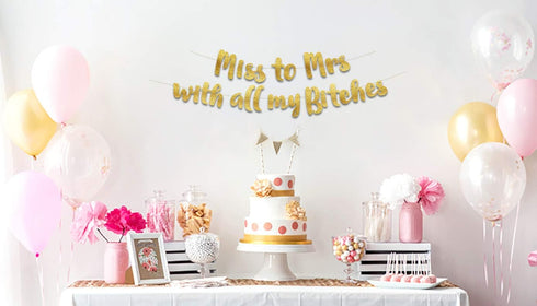 Miss to Mrs Classy & Sassy Bachelorette Gold Glitter Banner - Bachelorette Party Decorations, Favors and Supplies...