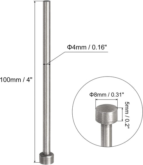uxcell Straight Ejector Pins, 4mm (5/32") Dia. 65Mn Steel Round Tip Punch 100mm (4") Long for Mechanical Maintenance 5Pcs...