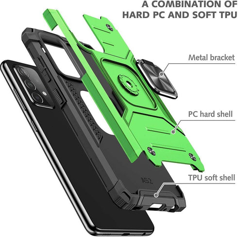 HNHYGETE Samsung A52 Case, Galaxy A52 5G Case, with HD Screen Protector, Shockproof Tough Rugged Hard Rubber Bumper with 360 Rotation Ring Kicksta...