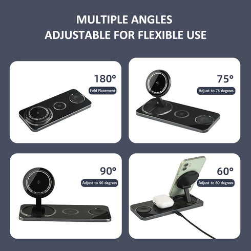 Wireless Charger, Suitable for iPhone 12/13/14/Pro/Pro Max Three in one Charging Station, Wired Charger, and Wireless Charging Watch...