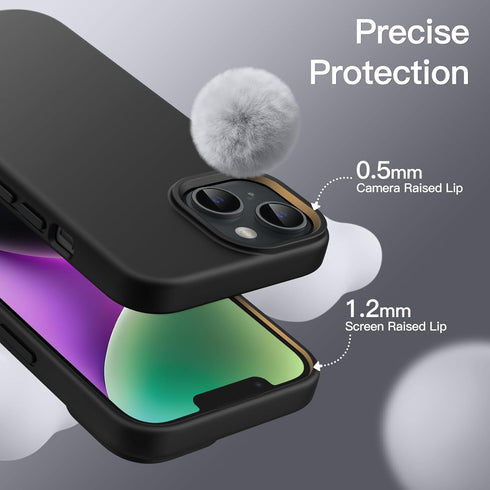JETech Silicone Case for iPhone 14 6.1-Inch, Silky-Soft Touch Full-Body Protective Phone Case, Shockproof Cover with Microfiber Lining (Black)...