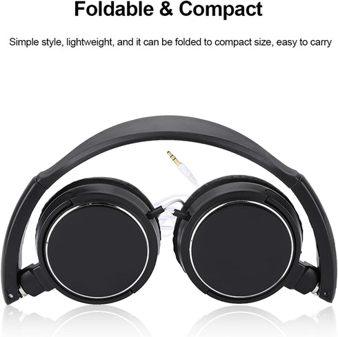 Over Ear Wired Headphones, Foldable Compact Earphones Lightweight Stereo HiFi Music Headsets Support TF Card Phones Laptops Recording Podcast Guit...