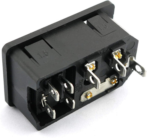 Male AC Power Plug Socket with Fuse Holder 3-Pin AC-01 Power Inlet Module Connector 10A 250V Rocker Switch with Light 3 In 1...