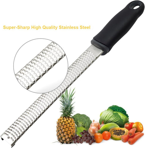 Lemon Zester, Stainless Steel Kitchen Cheese Grater, Plastic Cover Ergonomic Soft Black Handle...