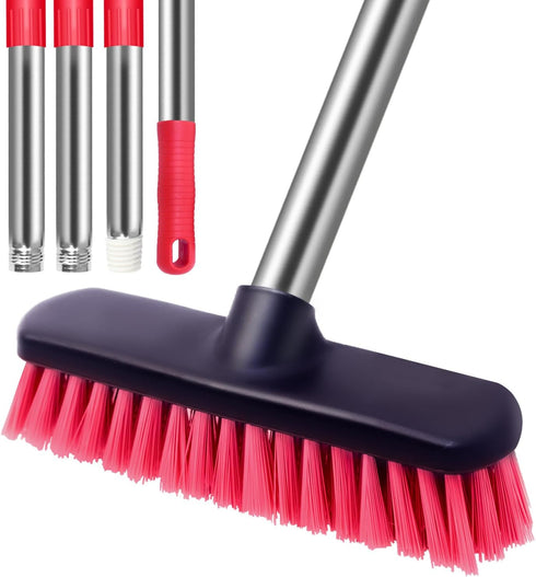 Deck Scrub Brush with Long Handle - 54" Floor Scrub Brush, Adjustable Long Handled Shower Cleaning Brush Garage Floor Scrub Brush for Cleaning Bat...