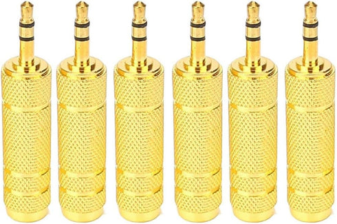 6PCS 3.5mm 1/8" Male Plug TRS to 6.35mm 1/4" Female Stereo Jack Adaptor-Gold Plated Converte,for Audio Earphone,Headphones ect...