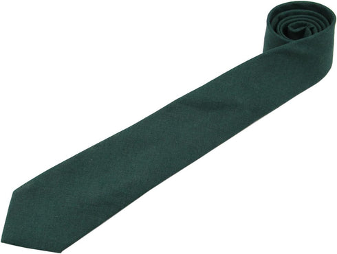 Mens Solid Linen Tie Set : Slim Necktie with Matching Pocket Square (Dark Green)...