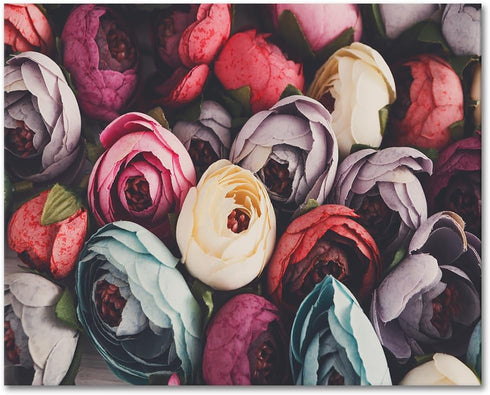 TISHIRON Paint by Numbers for Adults, Beautiful Flowers Paint by Numbers, 16X20 Inch Flameless Blossom Floristic Painting by Number with Paint Bru...