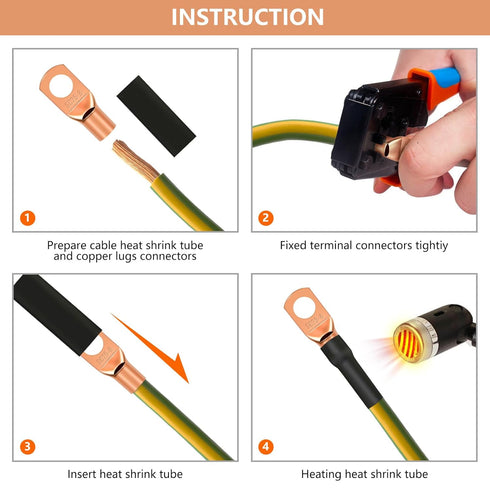 174Pcs Copper Wire Lugs, Terminal Connectors AWG12 10 8 6 4 2 with Heat Shrink Set, 84Pcs Battery Cable Ends Ring Terminal Connectors and 90Pcs He...