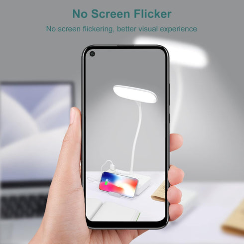 LED Desk Lamp with 2 USB Charging Port and 4 AC Power Outlet, Table Lamps 3 Lighting Modes, Eye-Caring Reading Lamp for Home Bedside Office...