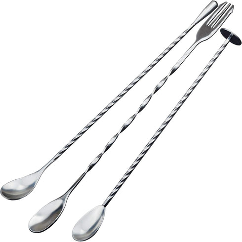 JETKONG 3 Pcs Cocktail Mixing Spoons 12-Inch Bar Spoon Long Stirring Spoon Drink Stirrers Cocktail Spoons for Tea, Coffee, Ice Cream, Juice, Drink...