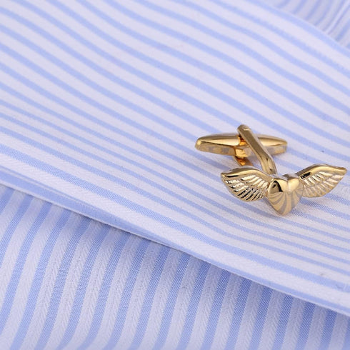 Angel Wings Cufflinks for Men, Wings Heart Cufflinks, Viking Wing Cuff Links, Gold Love Heart Wing Shirt Tuxedo Cufflinks, Punk Cufflinks French C...