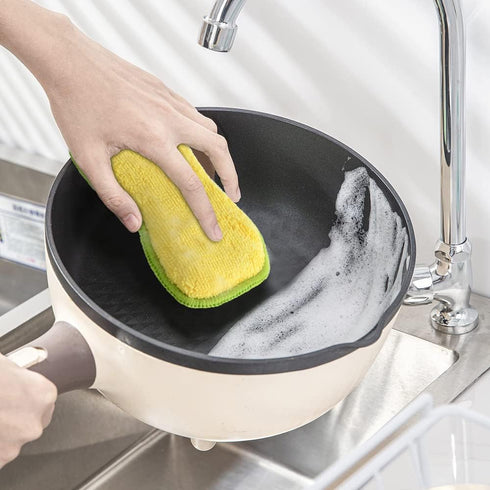 Multi-Purpose Scrub Sponges for Kitchen by SmilePowo Non-Scratch Microfiber Sponge Along with Heavy Duty Scouring Power - Effortless Cleaning of D...