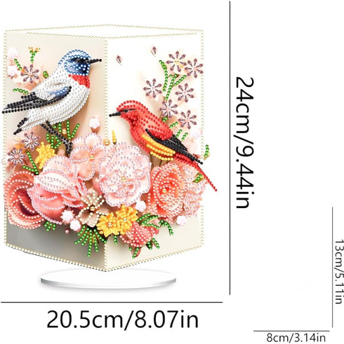 ShengDexin Diamond Art Kits for Adults Flowers and birds, Crafts for Kids,Tabletop Diamond Art Painting Kit 9.5x7inch,DIY Diamond Desk Placement O...