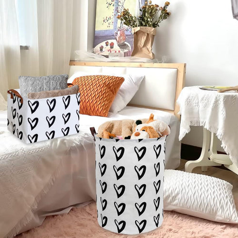 Toy Large Storage Bin-Cotton Storage Basket-Round Gift Basket with Handles for Toys,Laundry,Baby Nursery(Love Heart)...