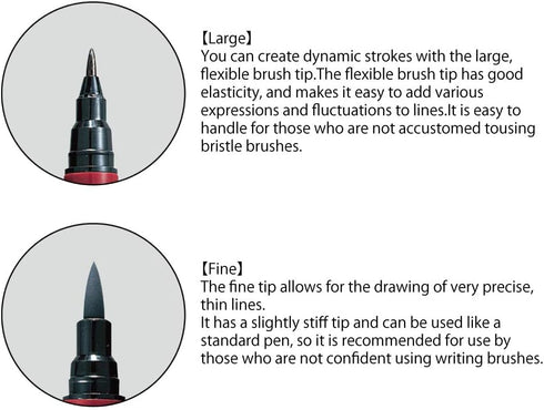 Kuretake Fude Brush Pen NIHON-DATE KABURA (No.55), hard and soft dual tip marker, for Calligraphy, Manga, Drawing, Professional, Artist, Made in J...