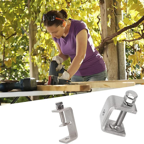 304 Stainless Steel C Clamps, Heavy Duty C Clamps for Metal Working, Woodworking Building Tiger Clamp Adjustable Wide Jaw Opening C Clamp, Silver ...