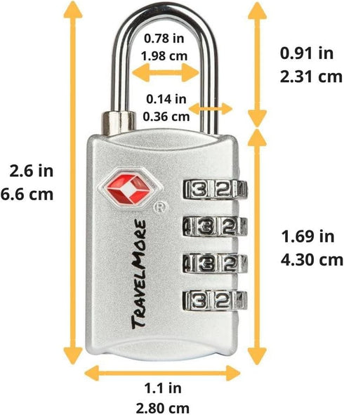 3 Pack TSA Luggage Locks with 4 Digit Combination – Heavy Duty Set Your Own Padlocks for Travel, Baggage, Suitcases & Backpacks - Silver...